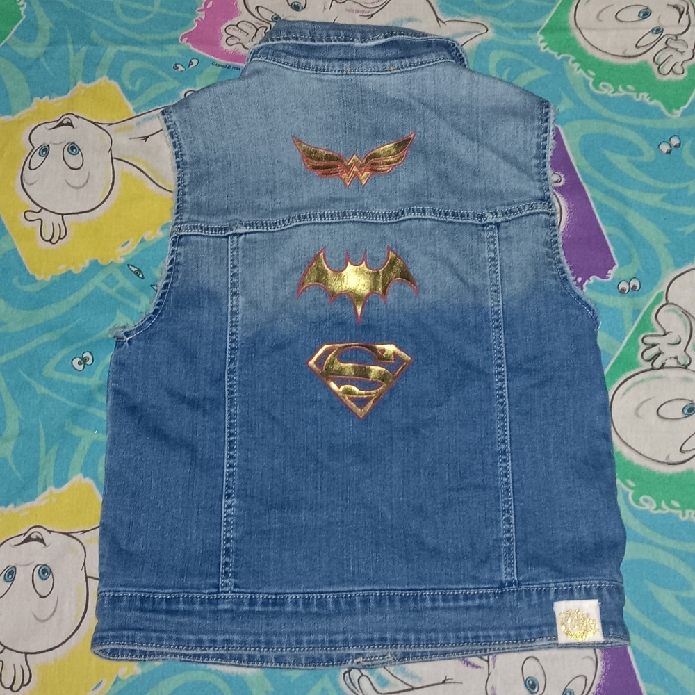 DC Comics Super Hero Denim Blue Jean Vest Vintage Jerry Leigh